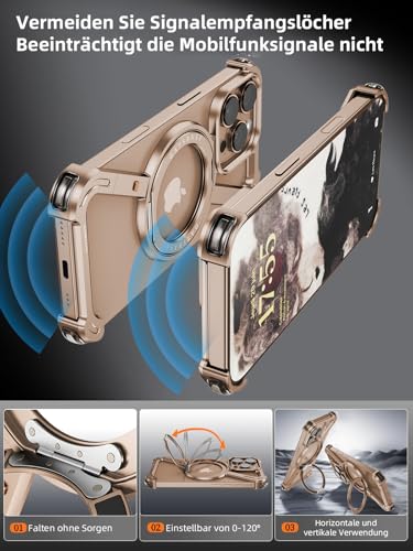 Coque iPhone 16 Pro Z Shape en aluminium avec support rotatif 360