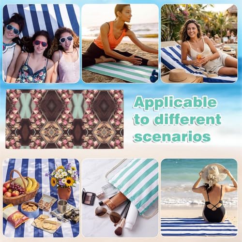 Serviette de plage imprimée rose séchée double fonction ultra légère