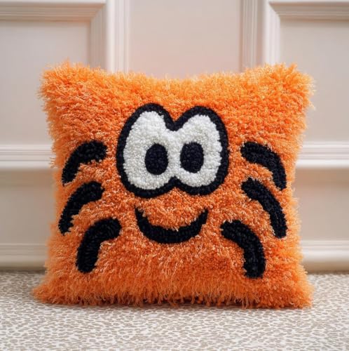 Canevas taie d'oreiller point noué kit tapis broderie araignée 43x43cm