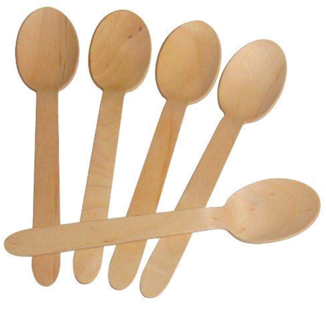 SmartProduct2U Eco-Friendly Disposable Wooden Spoon - 100 ct, biodegradable from natural birch wood