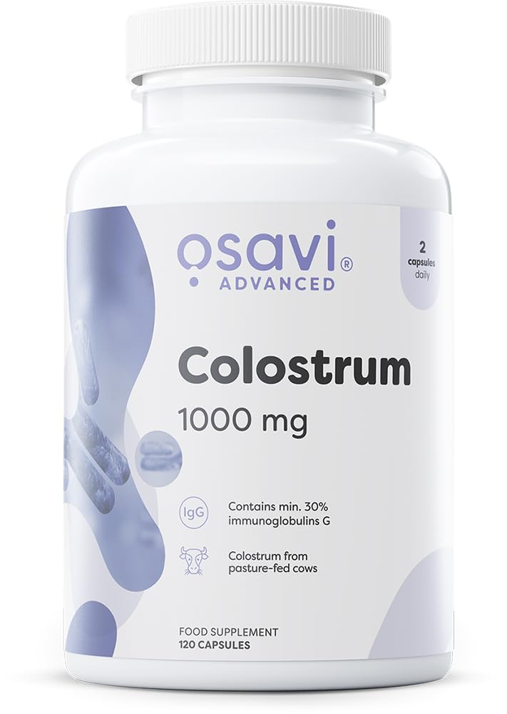Osavi Colostrum 1000mg – 120 Capsules | High–Potency Colostrum Bovine with 30% Immunoglobulins G | Sourced from Holstein–Friesian Cows | GMO–Free
