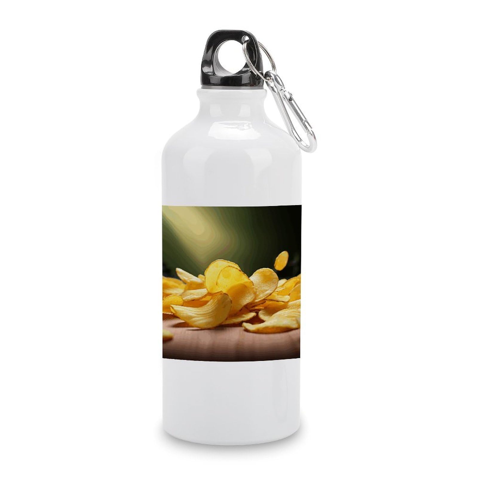 VstaDank Potato Chips Water Bottles Aluminum Sports Water Bottle with Lid&Hook Buckle Fashion Vacuum Insulated Water Bottles Hydration Flask Leak Proof Tumbler Keep Cold&Hot