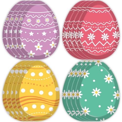 Naozinebi NB0109 48 Pcs Easter Paper Plates Easter Egg Shaped Disposable Plates Bright Colorful Easter Eggs Plates Easter Eggs Dinnerware 7Inch Easter Plates For Spring Holiday Easter Party Decorations And Supplies cover