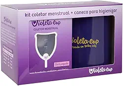 Violeta Cup Kit Coletor Menstrual Violeta Tipo A Transparente + Caneca Higienizadora Incolor Tipo A Mulheres A Partir De 30 Anos Ou Com Filhos E/Ou Com Colo Do Útero De Altura Média E Alta
