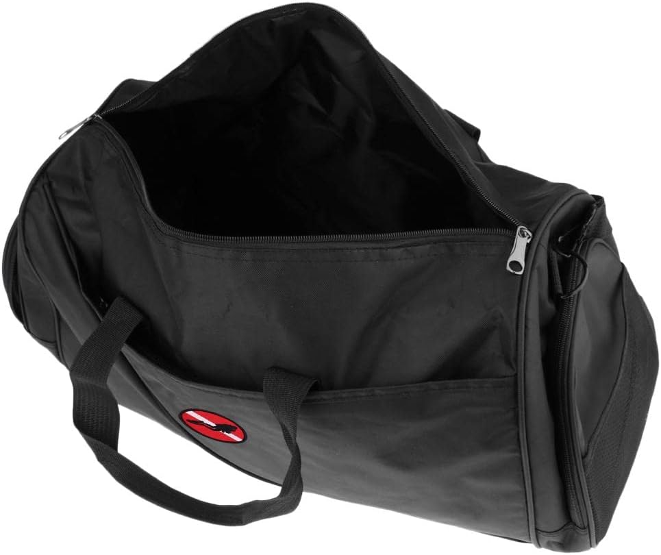 Large Scuba Diving Snorkeling Duffle Bag-Heavy Duty Holdall for Water Sports Equipment. Carry Pack for Flippers, Tube, Mask & Goggles. for Beach, Camping, Travel. Black, Foldable, - Oval Patch, others