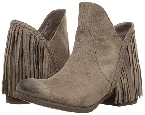 Not Rated Women's Western Cowgirl Casual Faux Suede Round Toe Fringe Braxton Booties Ankle Boot, Taupe, 8 #TOP6