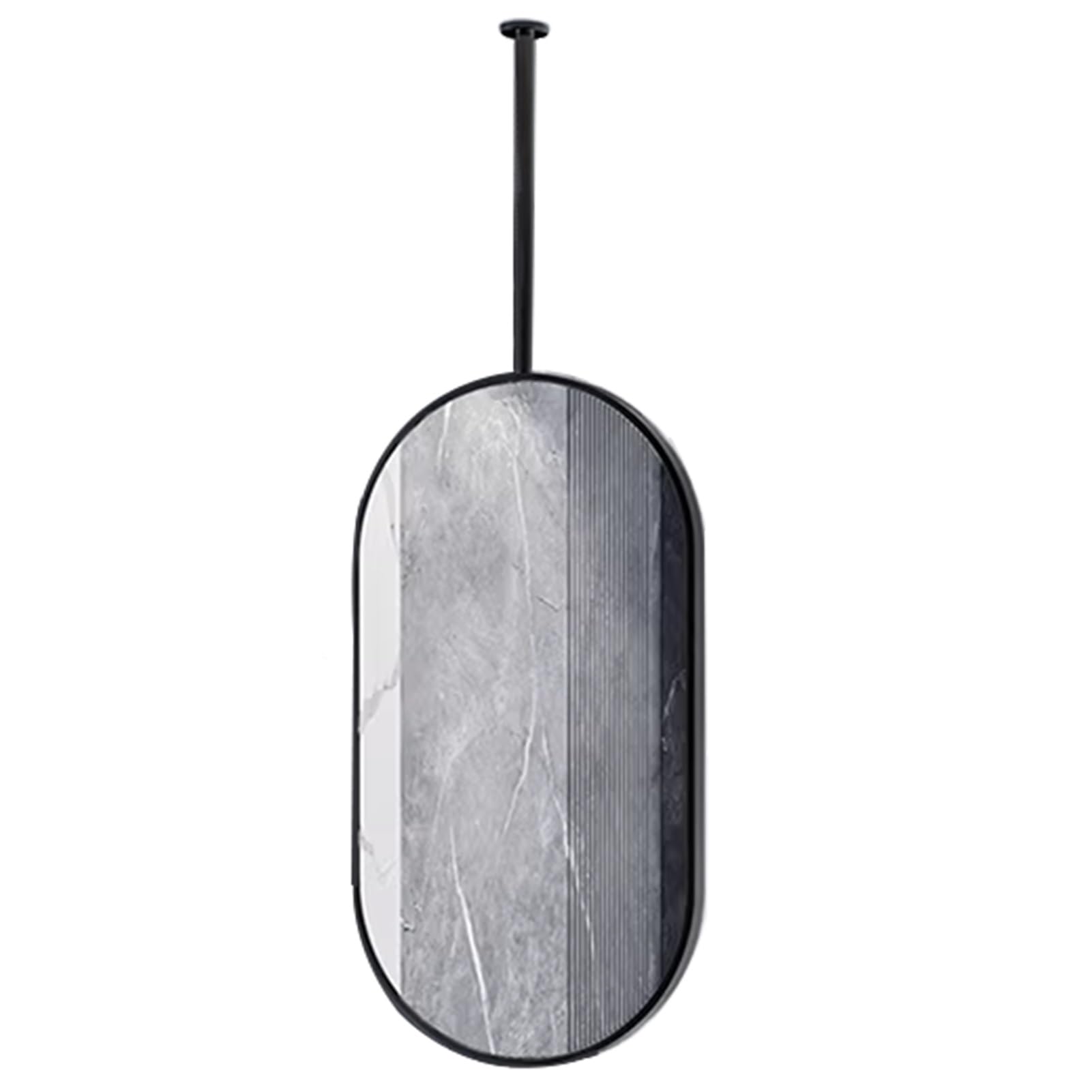 FGXHHS Black Metal Pole Ceiling Suspended Mirror, Mounted Corridor Bathroom Home Decor Glass HD Mirror(60cmx100cm)