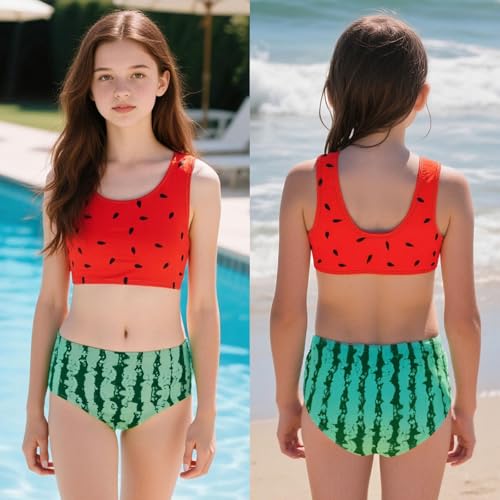 AIDEAONE Girls Swimsuit 3 Piece Cute Bathing Suit with Cover Up Quick Dry Swimwear 5-12T2
