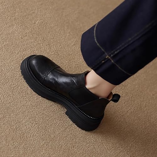 Women's Chunky Heeled Round Toe Oxford Style Ankle Fashion Flats Shoes Woman Trend Winter Wide Fit Shoes For Ladies2