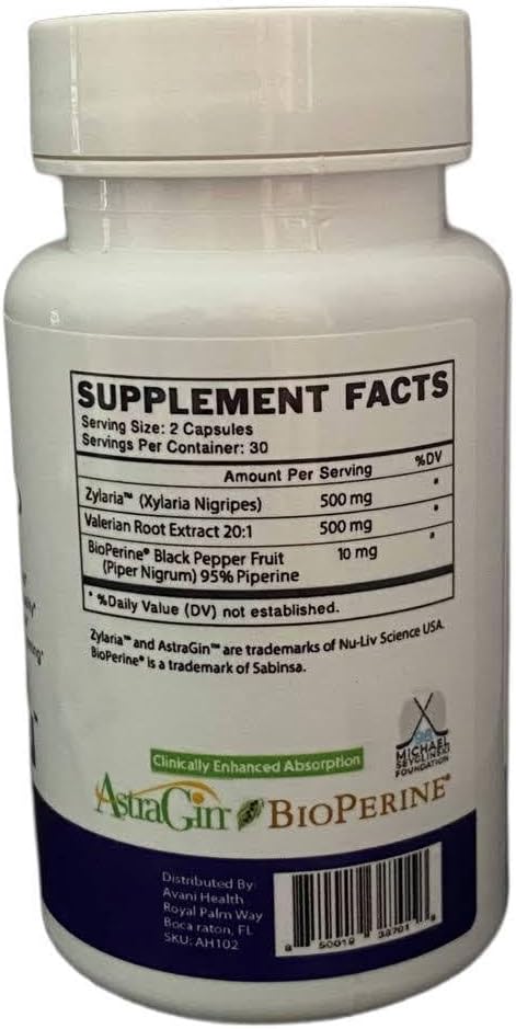 Avani Health - Stress + Sleep Support - zZz Sleep Aid and Adrenal Fatigue Supplement - Clinical Studied for Sleep Help, Stress Relief - Bioperine and AstraGin - Gluten Free - 60 Vegan Capsules