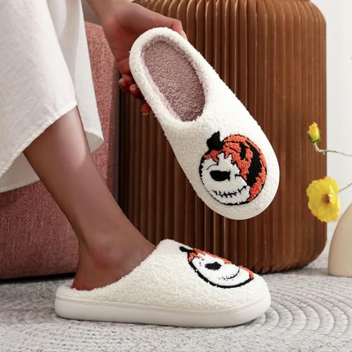 Halloween Slippers for Women Men Cute Cozy Warm Plush Fluffy Warm Slipper Memory Foam Home Shoes Non Slip Fall Slippers Winter House Shoes3
