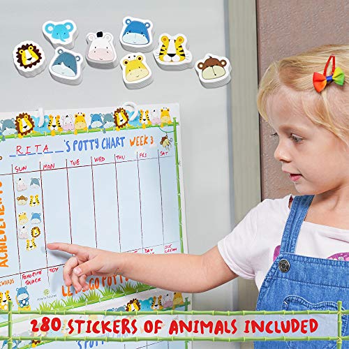 Potty Training Chart For Toddler, Boys & Girls, Sticker Chart For Kids Potty Training, 4 Week Reward Chart, Certificate, Instruction Booklet & More, Reward Sticker Chart - Fun Animal Design #TOP7