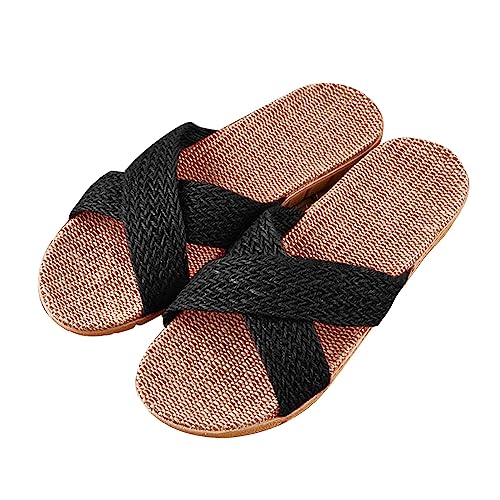 Zapatos Hombres 45 Algodón Transpirable Zapatos Sandalias Lino Zapatillas de Playa Casa Chanclas Hombre Zapatillas Hombre Acogedor, Z1 negro., 43 EU