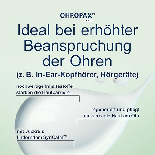 OHROPAX Ohren-Sensitive-Creme – mit SyriCalm, antibakteriellem Wirkkomplex, Ginkgo biloba-Extrakt – Ohrcreme für den äußeren Gehörgang und die Ohrmuschel – ideal bei Verwendung von Hörgeräten – 10 ml