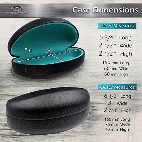 Image of MyEyeglassCase - Large Sunglasses Case - Glasses Holder with Pouch & Cloth - Eyeglass Hard shell Medium - Extra Large frames