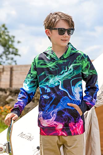 Teenager Boys Girls 3D Graphic Sweatshirt Hoody Colorful Flame Pullover Hoodie With Pockets 14-16 Years #TOP3