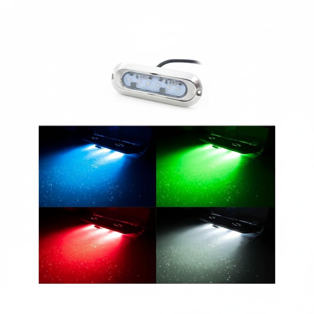 BARCELONA LED RGB Unterwasser LED Strahler 30W 12V IP68 für Boote, marine Edelstahl AISI 316L, wasserdichter nautischer Scheinwerfer, Poolbeleuchtung multicolor Unterwasserlicht