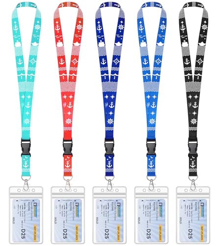Teskyer 5 Pack Cruise Lanyard with Waterproof ID Badge Holders