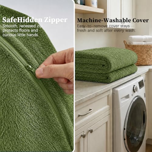 Image of Memory Foam Bean Bag Chair for Adults, 4FT Green Shining