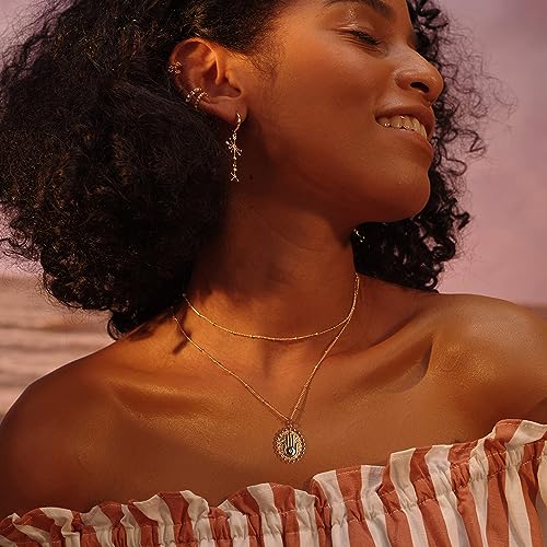 Image of Fettero Pendant Necklace Gold Choker Layered Coin Open Karma Circle Full New Crescent Moon 14K Gold Plated Simple Dainty Necklaces for Women Jewelry Gift