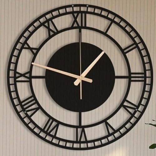 Image of Stylish Metal Wall Clock for Living Room, Bedroom, Office, Kitchen, Home and Hall | Antique Fancy Big Size Modern Wall Watch for Home Decor (DA-42, 60 CM)
