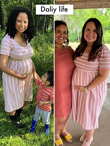 Bbhoping Women’S Casual Striped Maternity Dress Short&3/4 Sleeve Knee Length Pregnancy Clothes For Baby Shower thumb #1