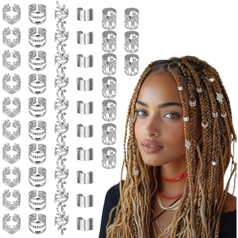 BOHUIZ 50PCS Adjustable Silver Hair Jewelry Cover