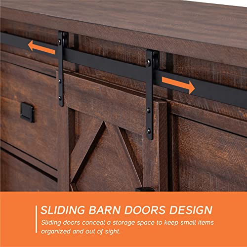 Image of WAMPAT 2-in-1 Farmhouse TV Stand with Drawers for 85 inch TV