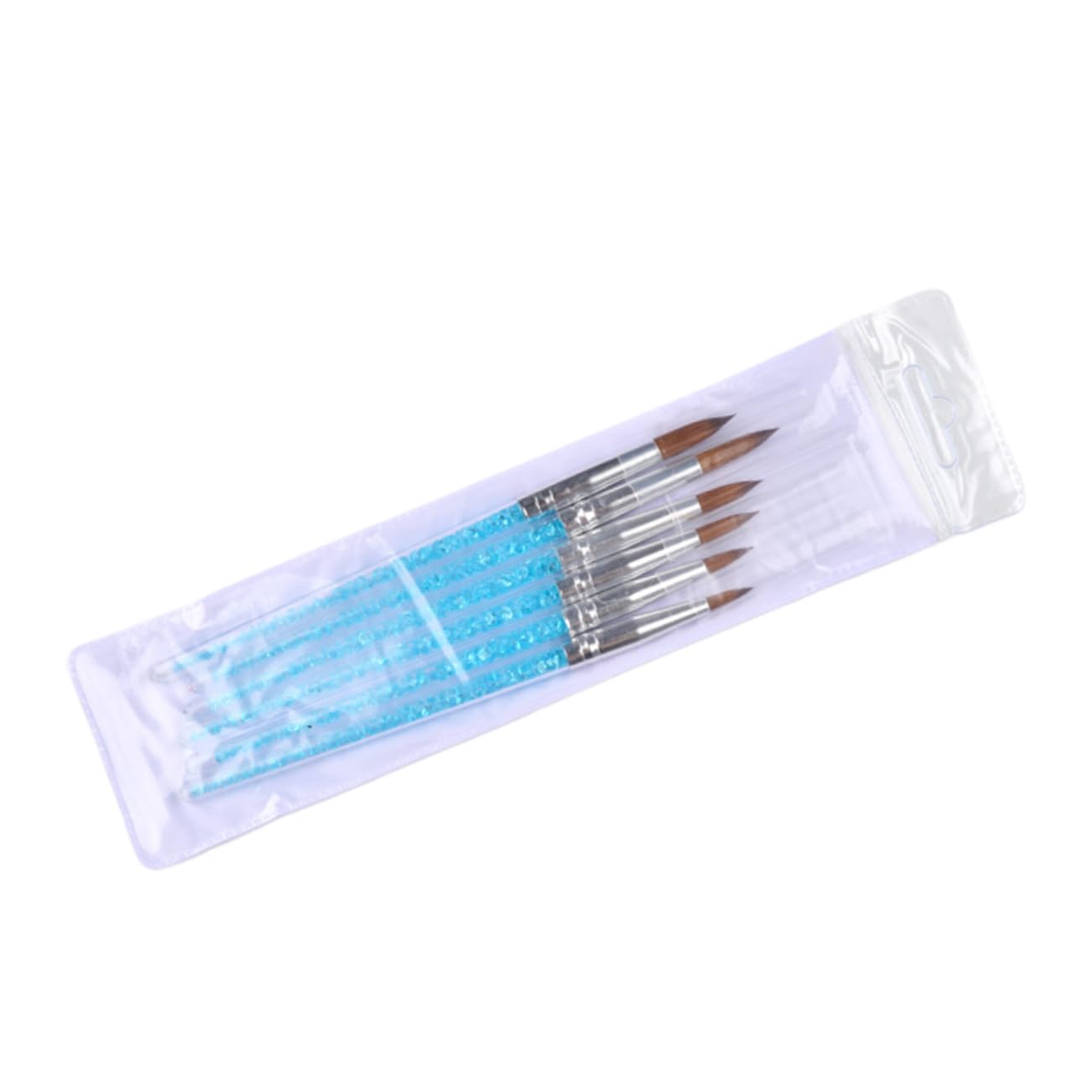 Beavorty 6Pcs Blue Rhinestone Handle Nail Art Brush Lightweight Manicure Tools for DIY Nail Painting for Home and Salon Use present for Nail Art Lovers