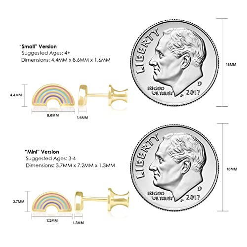 Gold Plated Enamel CZ Small Screw Back Stud Earrings2