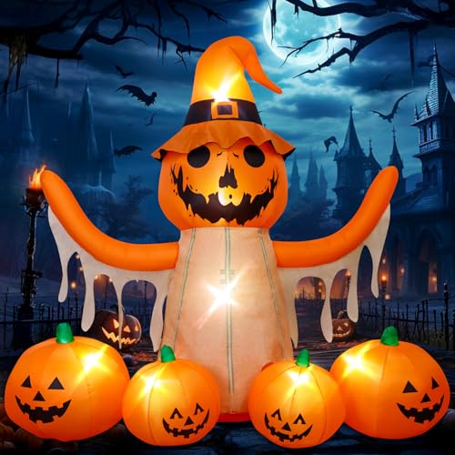 MGparty 8FT Halloween Inflatables Pumpkin Decorations with LED Built-in Pumpkin