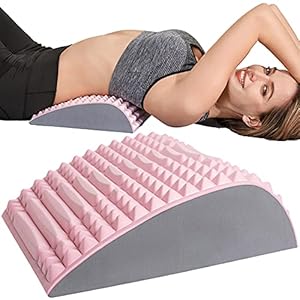 Back Stretcher Pillow – Pain Relief for Lower Back, Lumbar Support, Posture Correction, Sciatica Aid, Orthopedic Design, Easy to Use at Home, Office, or Anywhere, Orthopedist Recommended (Pink)