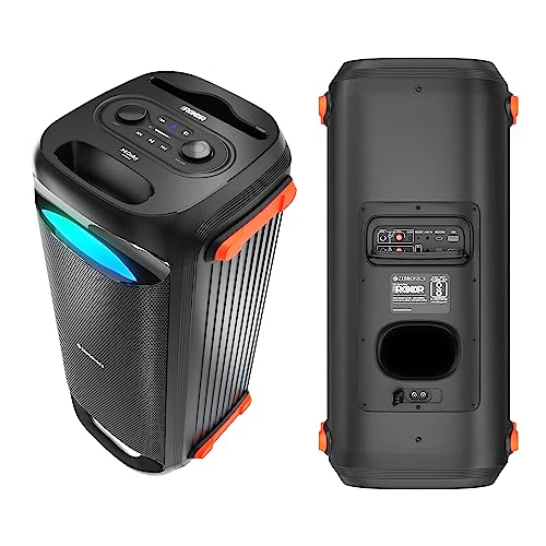 Image of ZEBRONICS Roxor 100W Multi-Connectivity Bluetooth, HDMI ARC, Optical, USB, AUX in-Out Speaker with Dolby Audio, Wireless UHF MIC, and Karaoke, TWS, LED Lights, and Recording Function