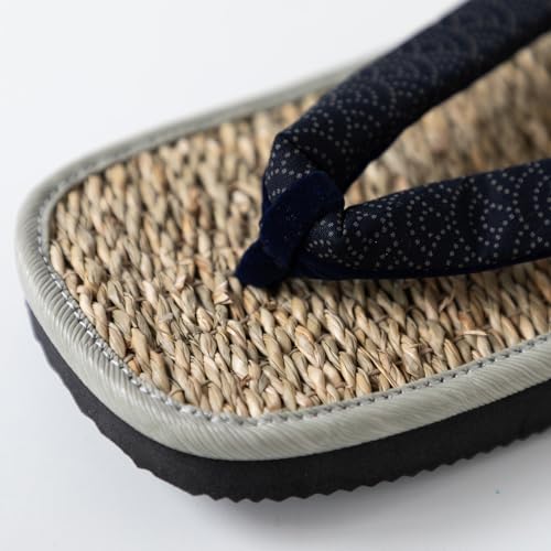 Asayu Japanese Traditional Rice Straw Setta Sandals, Made in Japan Tatami Zori, Moisture Absorbent, Odour Resistant "SameSeigaiha"3