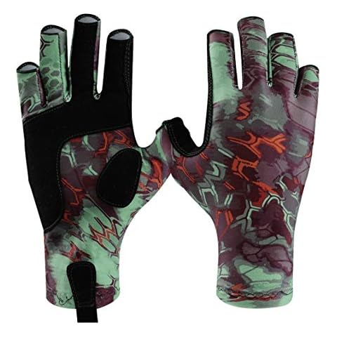 KOOFIN GEAR Fishing Gloves Sun Protection Fingerless Gloves UPF50+ Men Women for Outdoor Kayaking Hiking Paddling Driving Canoeing Rowing,Green;S Cover
