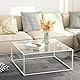 Couchtisch Quadrat Glas Weiß, Quadratischer Couchtisch Aus Glas, Beistelltisch Wohnzimmertisch Couchtische Glastisch Rechteckig, Coffee Table Quadrat für Wohnzimmer Büro, Metallgestell, 67x67x40 cm