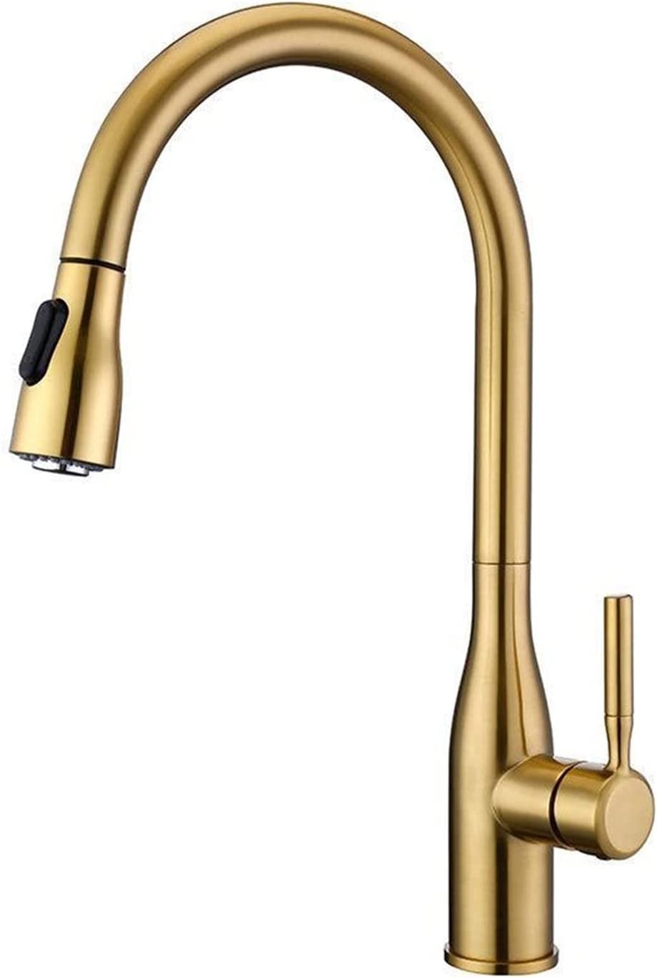 Robinet de cuisine extractible avec contrôle eau chaude et froide, mitigeur d'évier moderne or