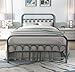 YALAXON Vintage Sturdy Full Size Metal Bed Frame Basic with Headboard and Footboard,No Box Spring Needed,Under Bed Storage (Full,Black)