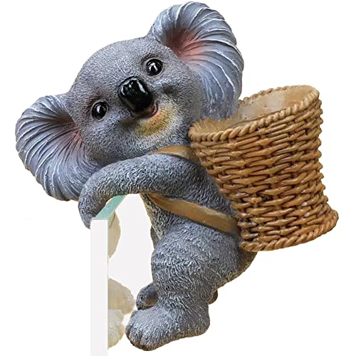WAYUTO Koala Sculpture Flower Pot Hugger Climbing Koala Planter Pot Edge Decor Creative Planter Hanging Ornaments for Garden Yard Balcony