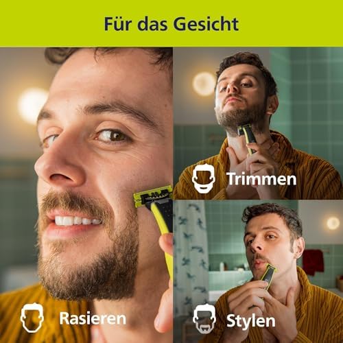 Bild 2 - PHILIPS OneBlade 360 Face - elektrischer Rasierer & Trimmer, 2x 360 Klingen, verstellbarer 5-in-1-Trimmaufsatz, Nass- & Trockenrasur, Akku-USB, fürs Gesicht (QP2734/30)