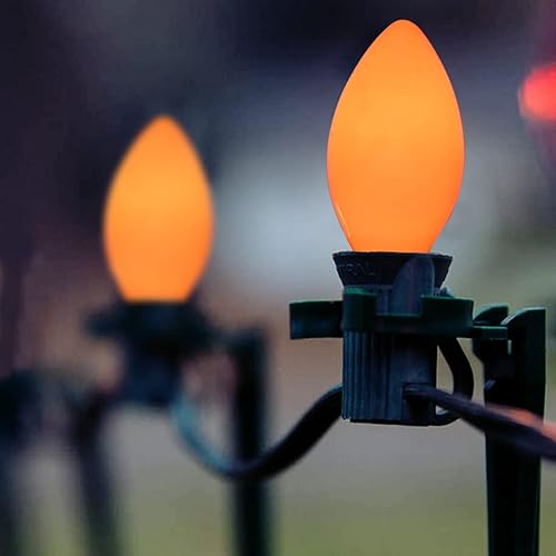 Miniatura 32 de C7 Luces de Navidad rojas y verdes de 25 pies para decoración de Navidad al aire libre con 27 bombillas de cerámica rojas y verdes, luces de Navidad