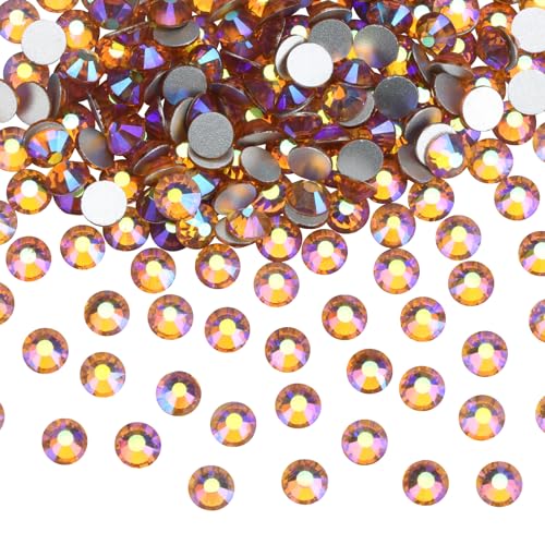 Image of Jollin Glue Fix Crystal Flatback Rhinestones Glass Diamantes Gems for Nail Art Crafts Decorations Clothes Shoes(ss30 288pcs, Topaz AB)