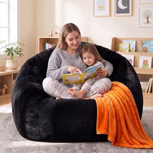Image of HUGHEAVEN Max Giant Bean Bag Chair, Bean Bag Sofa for Adults & Teens | Oversized Soft Comfy Fluffy Floor Lounge Chair with Armrests, Large Bean Bag Couch for Gaming, Reading & Relaxing