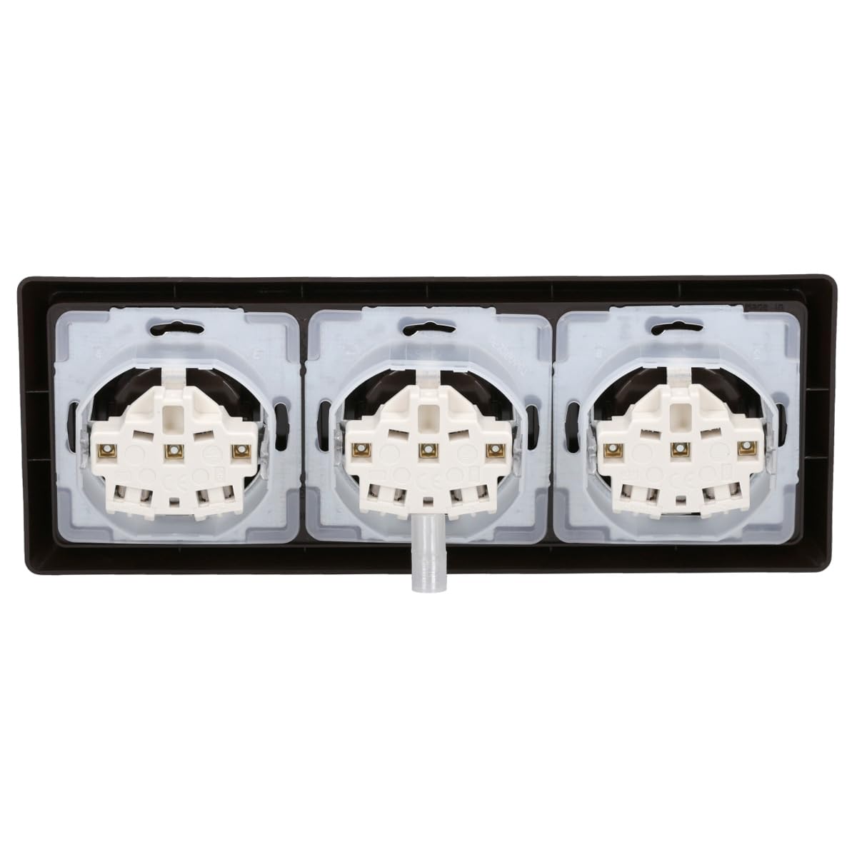 Busch-Jaeger Allwetter 44 Set: 3x SCHUKO Steckdose mit Klappdeckel 20 EUGK-31-101 IP 44 + 3-fach Rahmen 2103-31, Braun UP