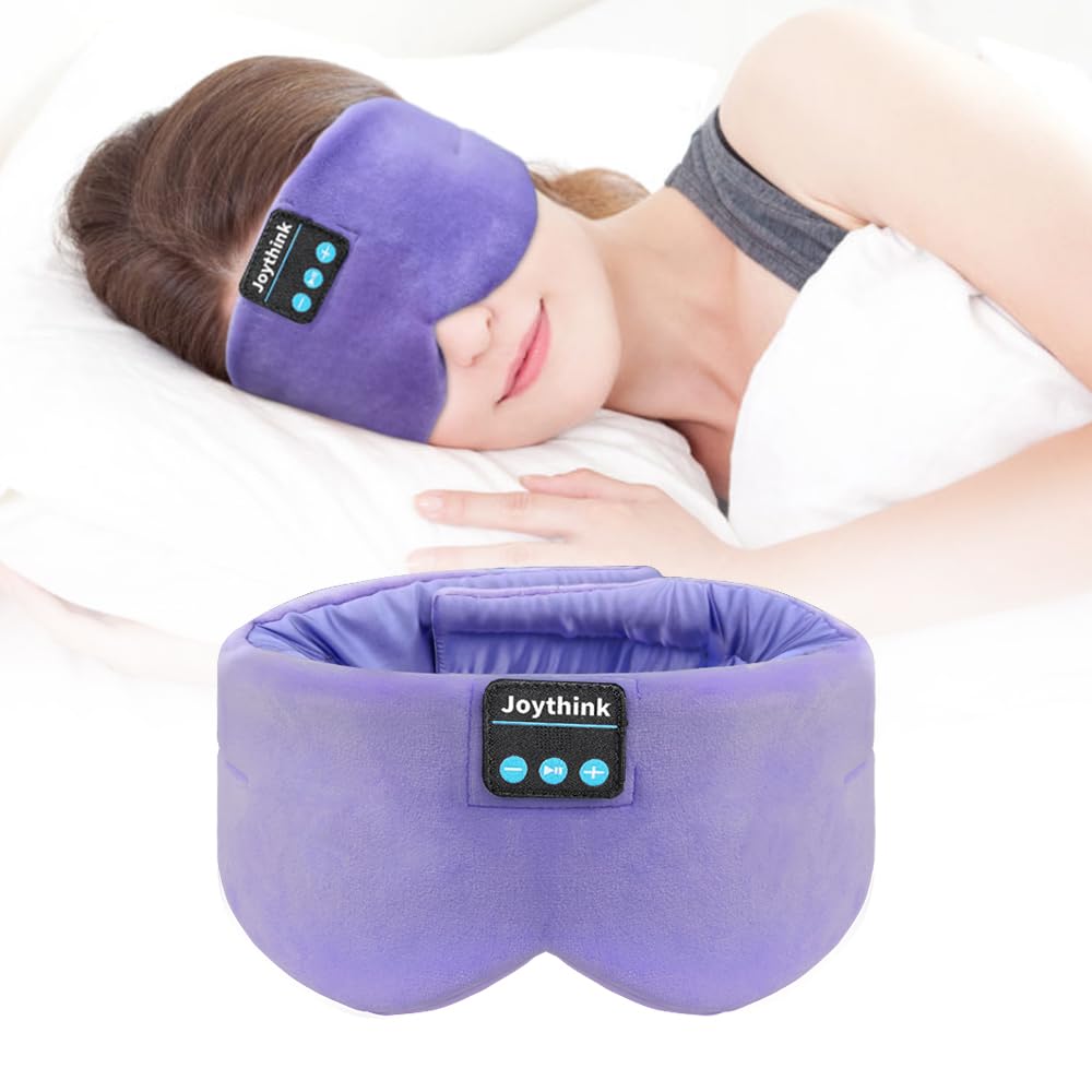 Joythink Sleep Headphones Bluetooth Sleep Mask Silk Headband Earphones Bluetooth Eye Mask for Sleeping On Side Blackout Soft