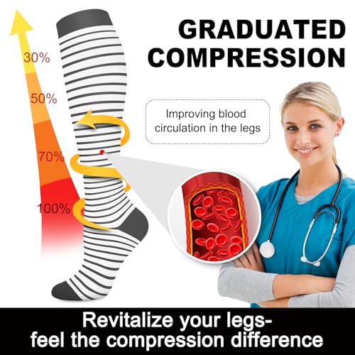 Image of Aoliks Medical Compression Socks for Women & Men, Support Knee High Socks for Running,Nurses,Travel