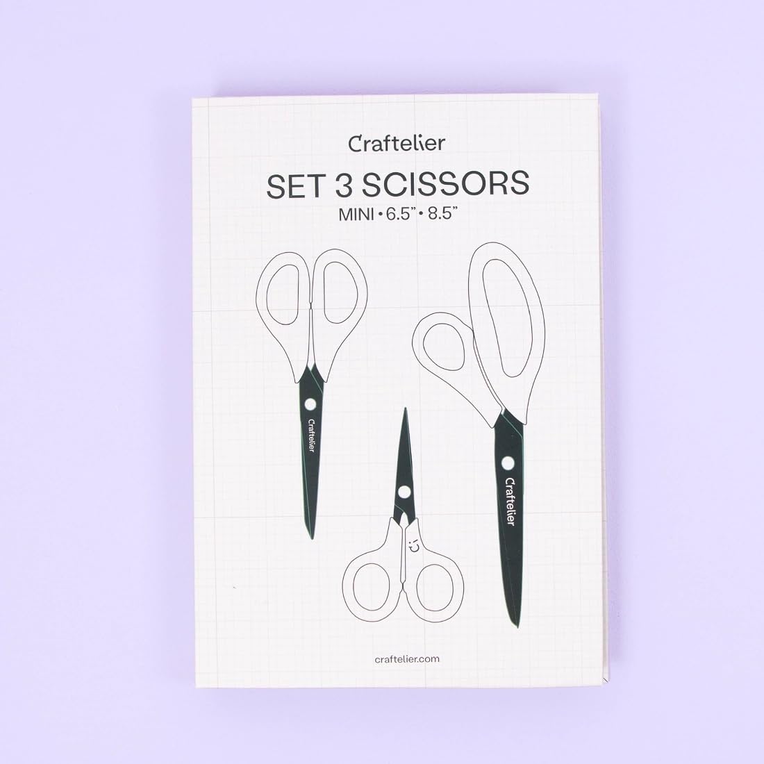 Craftelier - Set of 3 Stainless Steel Scissors in Different Sizes for Crafts - Ergonomic Handle, Turquoise and White - Image 2