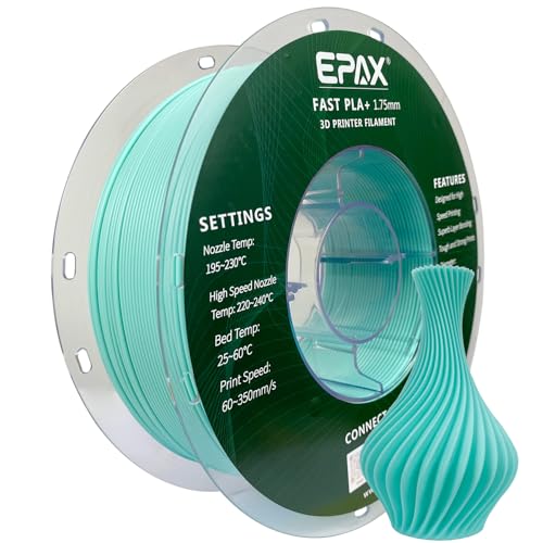Image of EPAX High Speed PLA+ 3D Printer Filament, Fast PLA 3D Printing Filament, 1.75mm, Dimensional Accuracy + /- 0.03 mm, 1KG Spool (Pastel Mint)