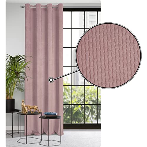 Eurofirany ELIZA Structural Velvet Curtain with Eyelets, 1 Pc. Velvet Thermal Insulated Curtain, Opaque, Room Darkening