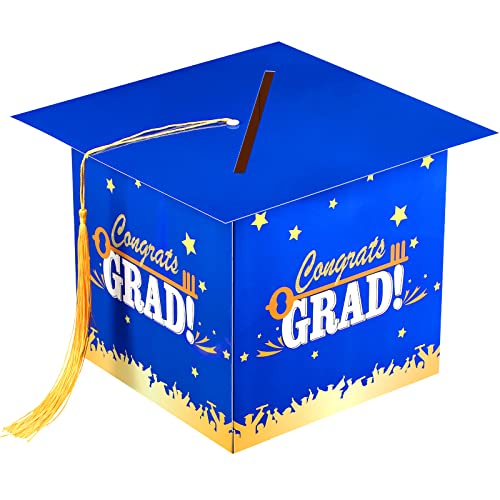 Image of Outus 2026 Grad Card Box with Tassel Congrats Graduation Cap Card Holder for Graduation Gift Box Party Supplies(Blue,Stylish)